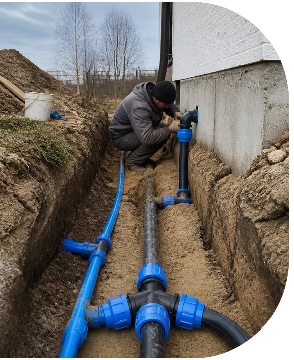 Монтаж наружного водопровода на участке под ключ в Лабинске